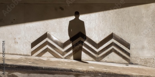Business Silhouette Shadow on Zigzag Wall Art, Modern Design