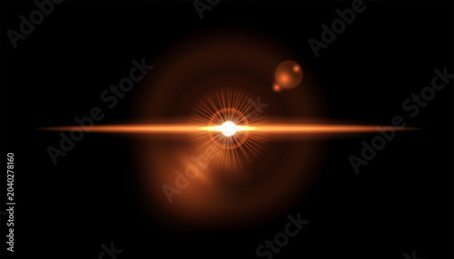 Futuristic Orange Lens Flare Light Effect Abstract Background