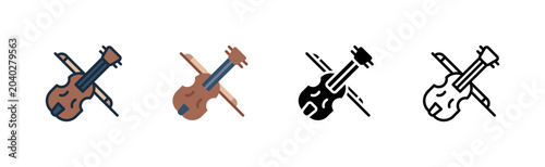 Foto Violin Bow Music Icon Colored Flat Glyph Line Italy