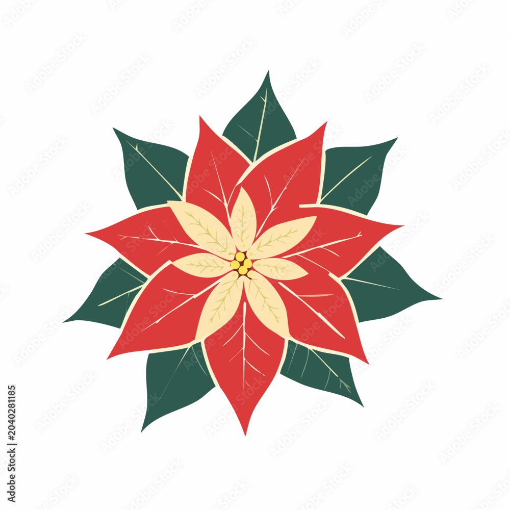 Obraz premium Red Poinsettia Flower Illustration