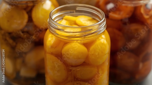 Based on the image, the items in the jar are pickled potatoes