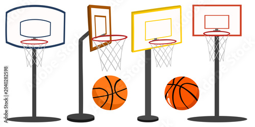 Foto a set of basketball hoops, various types of basketball hoops from different pers