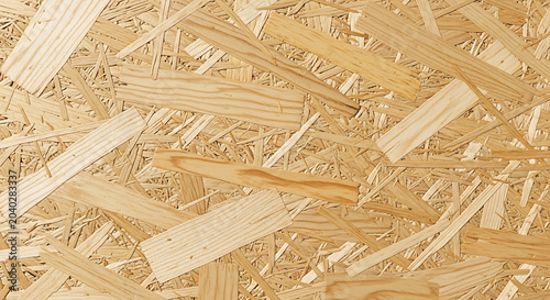 Close up oriented strand board OSB panel texture with natural wood flakes High resolution background for construction and interior design projects