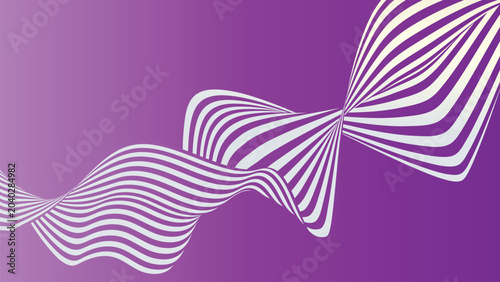 Wavy Striped Lines Abstract Background, Optical Illusion Style Flowing Curved Vector Illustration