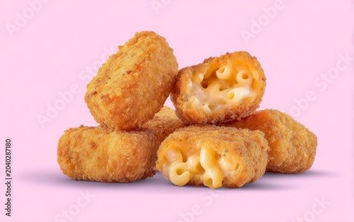 Crispy Fried Mac and Cheese Bites on a Colorful Background for Tasty Snack Inspiration