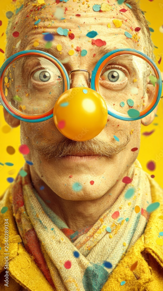 Fototapeta premium Whimsical april fool's accessories on a cheery background. Visua
