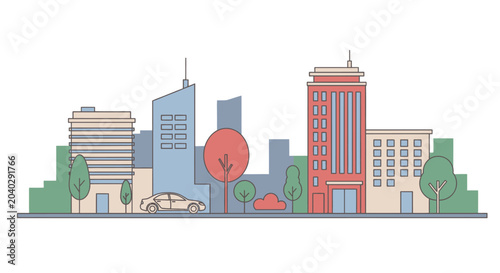 Photos City Skyline with Various Buildings.