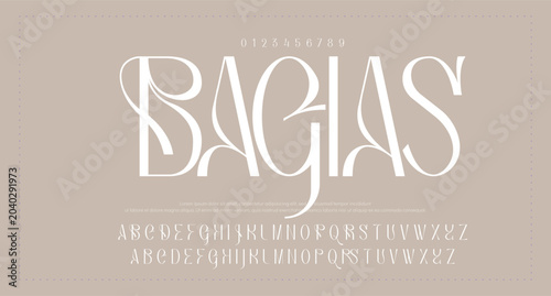 lassic serif font alphabet letters fancy gentle typographic design. Elegant anthique typography. Retro slick serif letter set for wedding card, restaurant menu, headline, lettering. Vector typeset