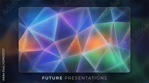 Abstract geometric polygonal background with glowing lines and colorful gradients, presented on a modern digital screen