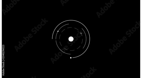 Minimalist orbiting planets hud animation on black animation