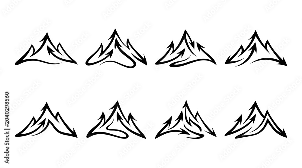 Obraz premium Graffiti Mountain Peaks Set, Abstract Arrow Peaks, Urban Art Peaks, Vector Peaks