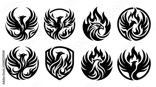 Photos Phoenix Bird Icon Set - Mythical Creature Symbol Collection