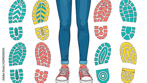 Find your unique stride among a world of diverse paths and colorful footprints.