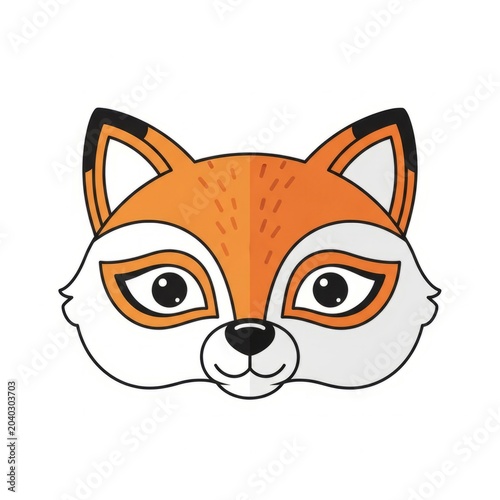 Cute Colorful Fox Mask for Kids with Cartoon Woodland Animal Face Costume Template