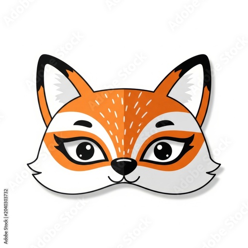 Cute Colorful Fox Mask for Kids with Cartoon Woodland Animal Face Costume Template