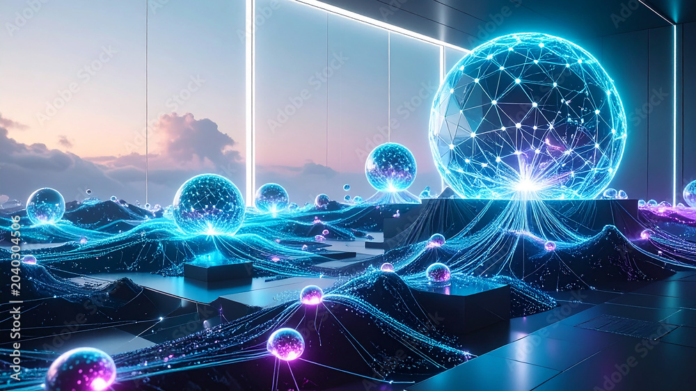 Obraz premium Neural Intelligence Data Network