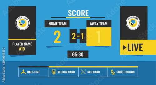 Live sports score display with team logos and game statistics.