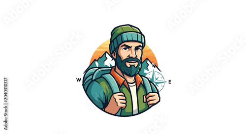 Tableau sur toile Bearded Man Wearing Green Jacket.