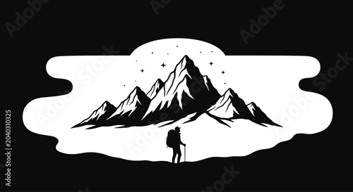Photography Person standing in front mountain range.