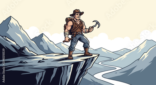 Bild auf Leinwand Man standing on cliff edge adventurously.