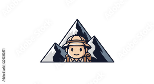 Cuadro en lienzo Smiling cartoon man wearing hat outdoors.