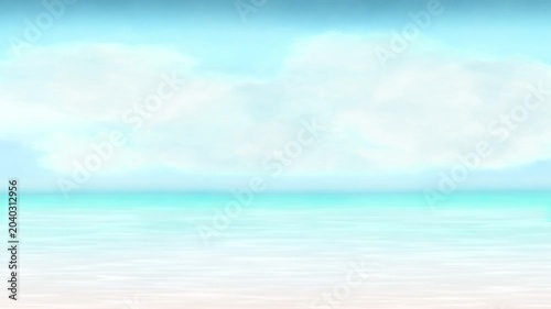 watercolor-style blue sky and sea. summer graphic background. A gently flowing looping video.（154）
