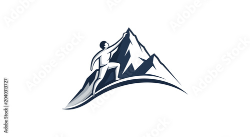 Foto Person climbing mountain peak illustration.