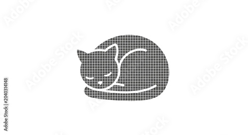 Foto Minimalist graphic of a sleeping cat curled up