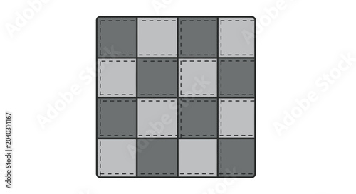 Картината върху платно Minimalist gray checkered patchwork pattern on white background