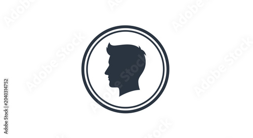 Canvas-taulu Minimalist male head profile icon inside a circular badge