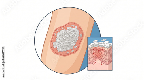 Photography Flat psoriasis skin disorder isolated on white background, medical vector illust