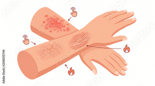 Foto Isometric eczema skin disease isolated on white background, healthcare vector il