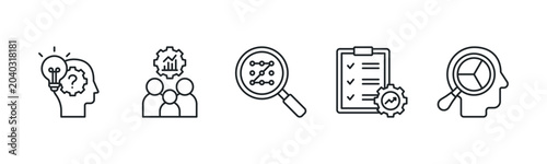 Fotografie Strategic Insight and Critical Analysis Framework icon line illustration