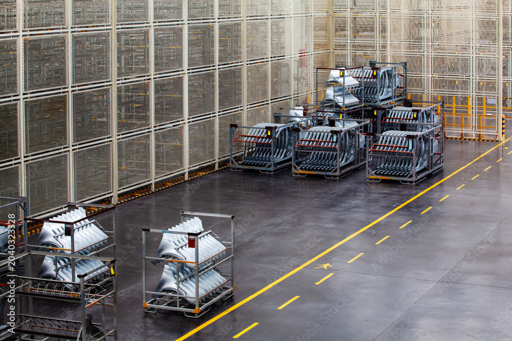Naklejka premium Automotive production parts car body warehouse