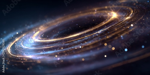 Abstract Cosmic Spiral with Bright Lights and Space Background