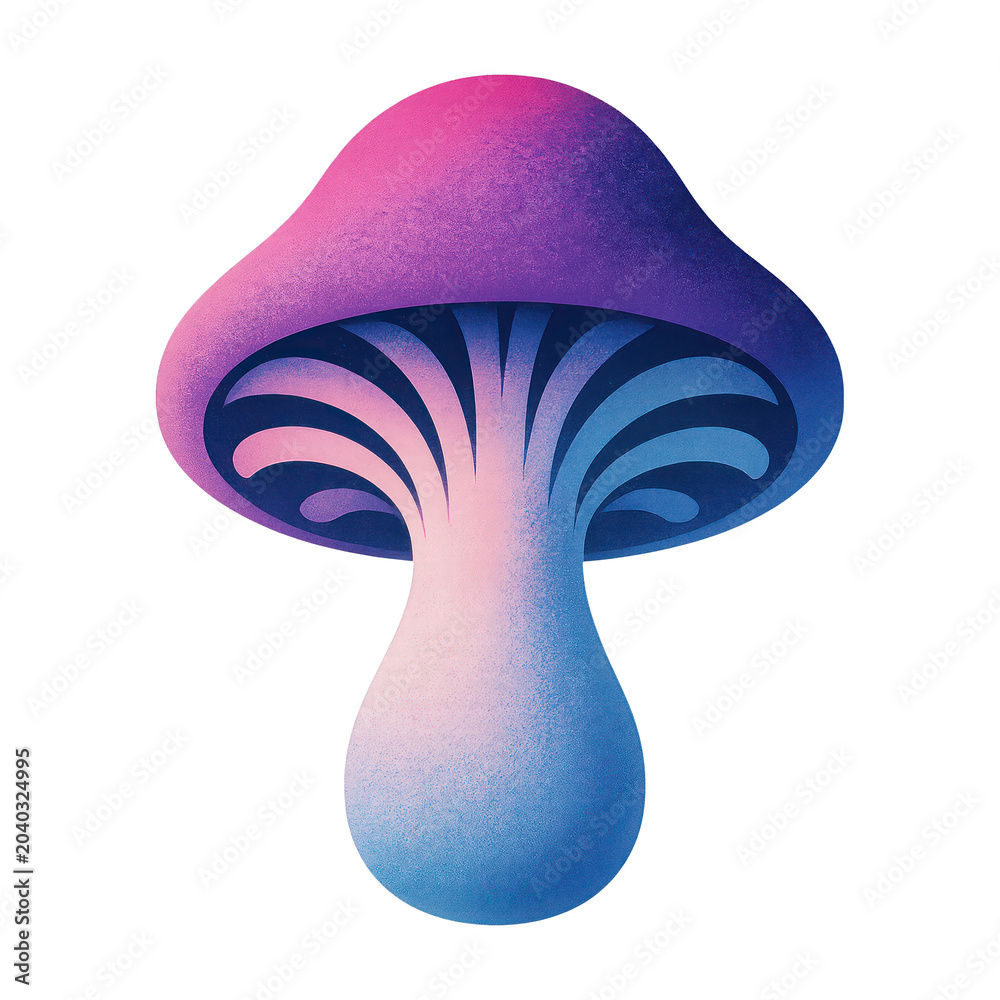 Obraz premium PNG Vibrant gradient mushroom illustration.
