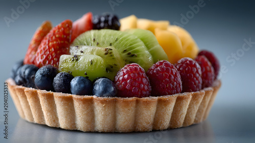 Vibrant Mixed Fruit Tart with Berries and Kiwi
