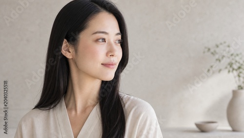 Minimal Japanese Skincare Portrait With Sensitive Skin Care