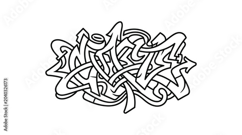 Bild auf Leinwand Sharp angular wildstyle graffiti lettering line art.