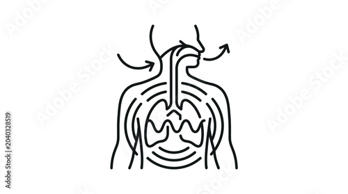 Human respiratory system icon showing lungs and breathing.