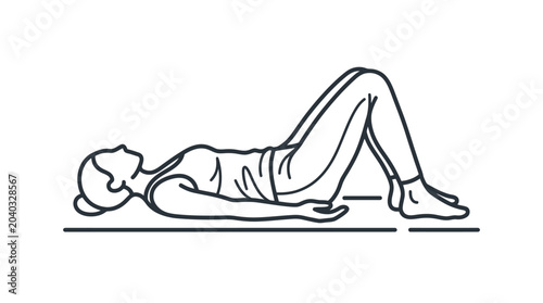 Foto Line art of person lying in supine resting pose.