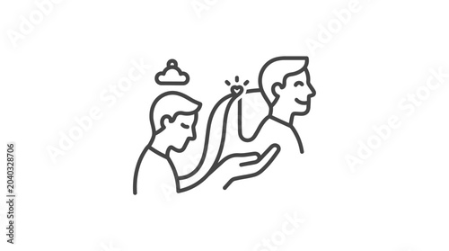 Foto Hand guiding a person from sadness to joy and growth.