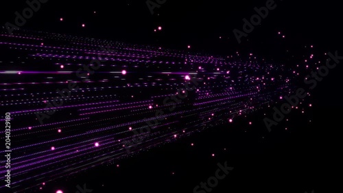 Cinematic 4K seamless background featuring curved, parallel neon data tracks. Golden and amber light packets race along the high-speed cyber highway under a canopy of sparkling cosmic dust.
