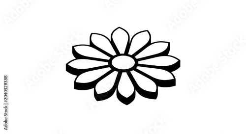 Obraz na płótnie Stylized black and white daisy with layered petals