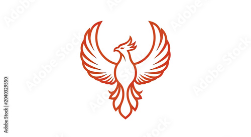 Canvastavla Minimalist orange phoenix outline with spread wings