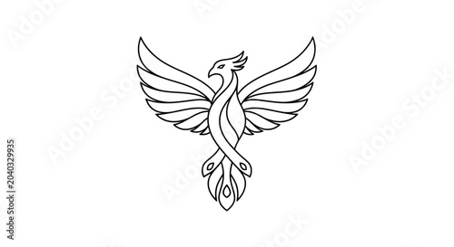 Photos Stylized phoenix silhouette with elegant flowing lines and outstretched wings