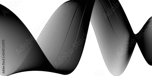 Tableau sur toile Black on white abstract perspective line stripes with 3d dimensional effect isolated on white