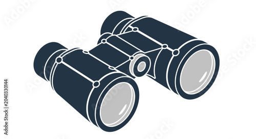 Tablou pe pânză Isometric dark blue binoculars with white line accents