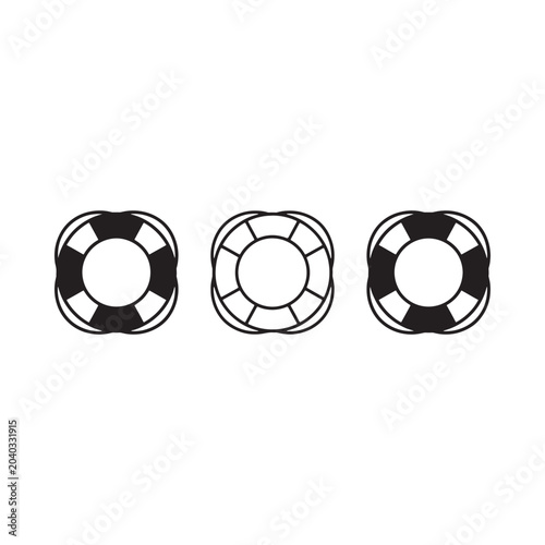 Photos Life Preserver Silhouettes Black And White Vector Illustration
