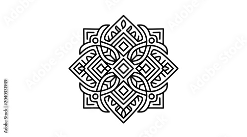 Quadro su tela Geometric square mandala with Celtic knotwork style.
